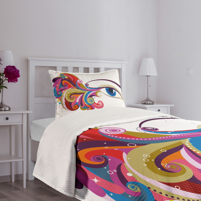 Woman's Eye Colorful Art Bedspread Set