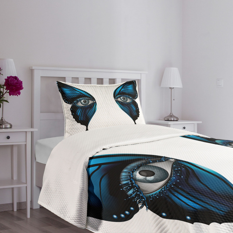Realistic Female Butterfly Bedspread Set