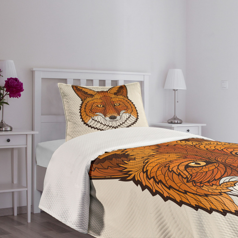 Mascot Face Mosaic Style Bedspread Set