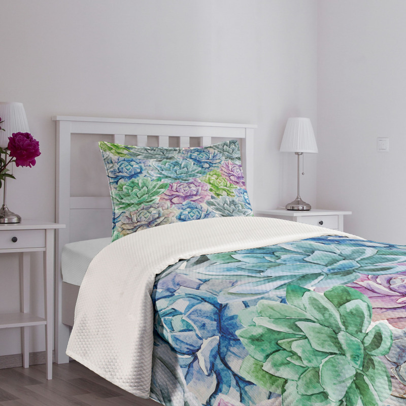 Flowers in Watercolor Bedspread Set