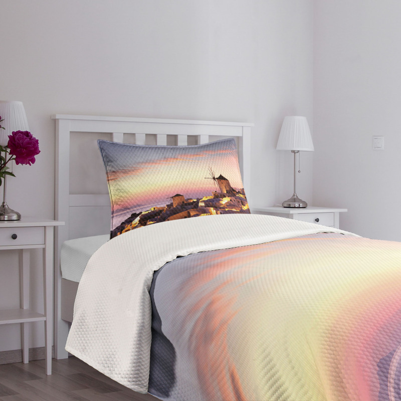 Santorini Greece View Bedspread Set