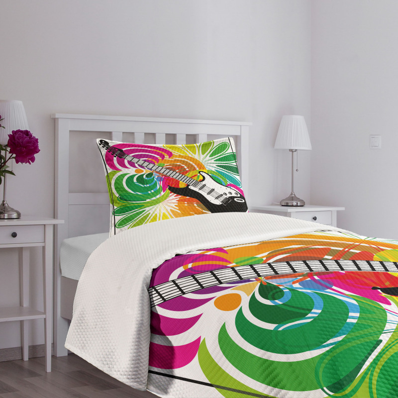 Flowers Guitar Bedspread Set