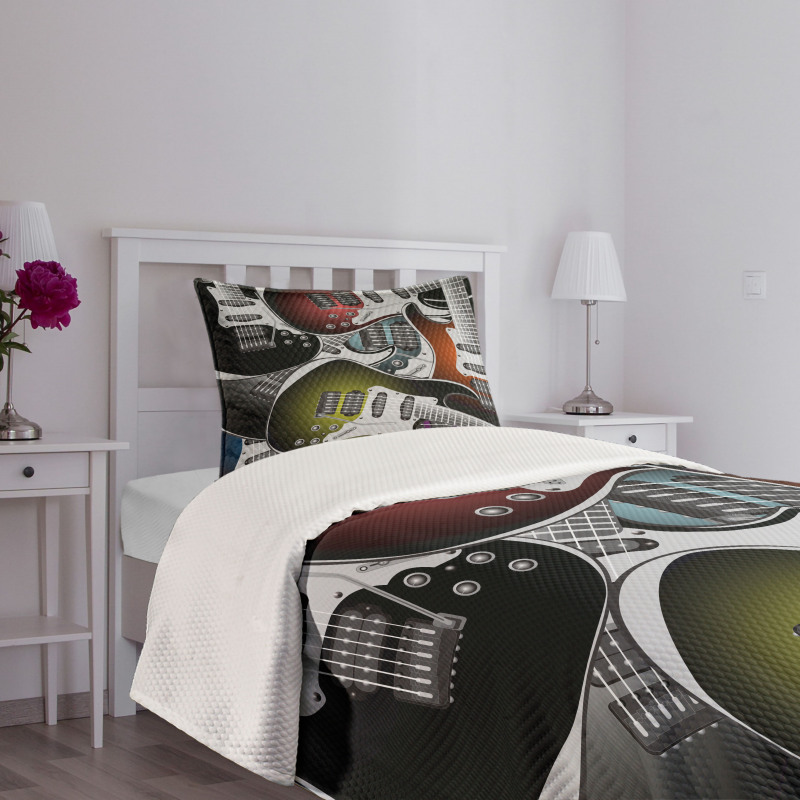 Colorful Guitars Bedspread Set