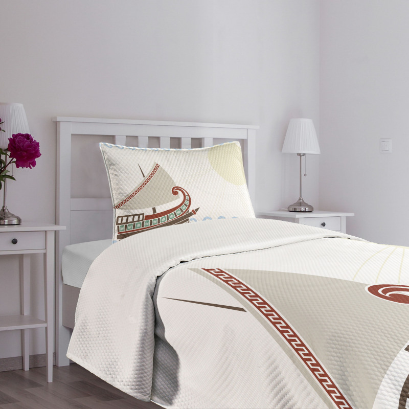 Ornate Greek Ship Bedspread Set