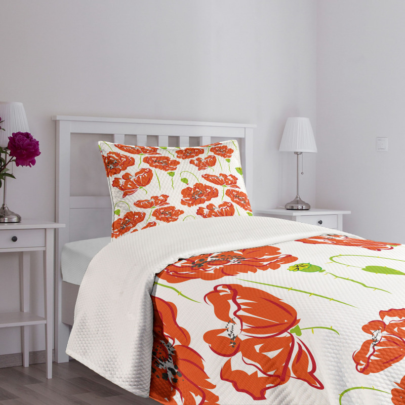 Doodle Poppies Bedspread Set