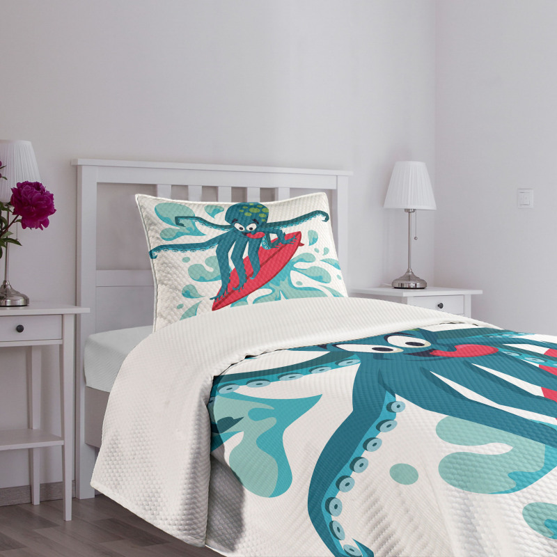 Surfer Octopus Bedspread Set