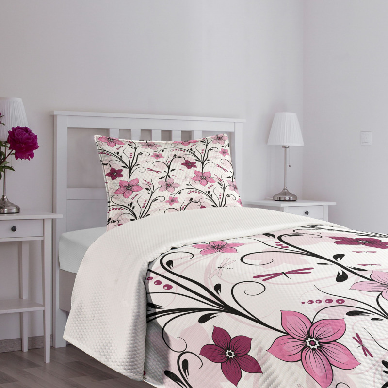 Shabby Plant Florets Bedspread Set