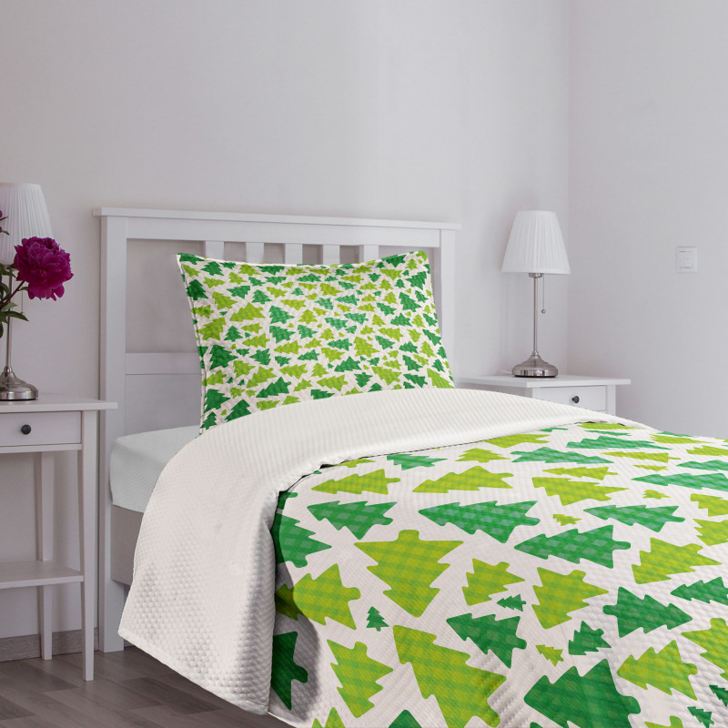 Fir Tree Silhouettes Bedspread Set