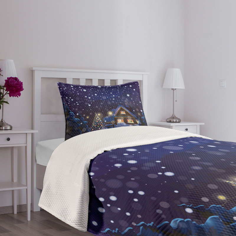 Winter Night House Bedspread Set