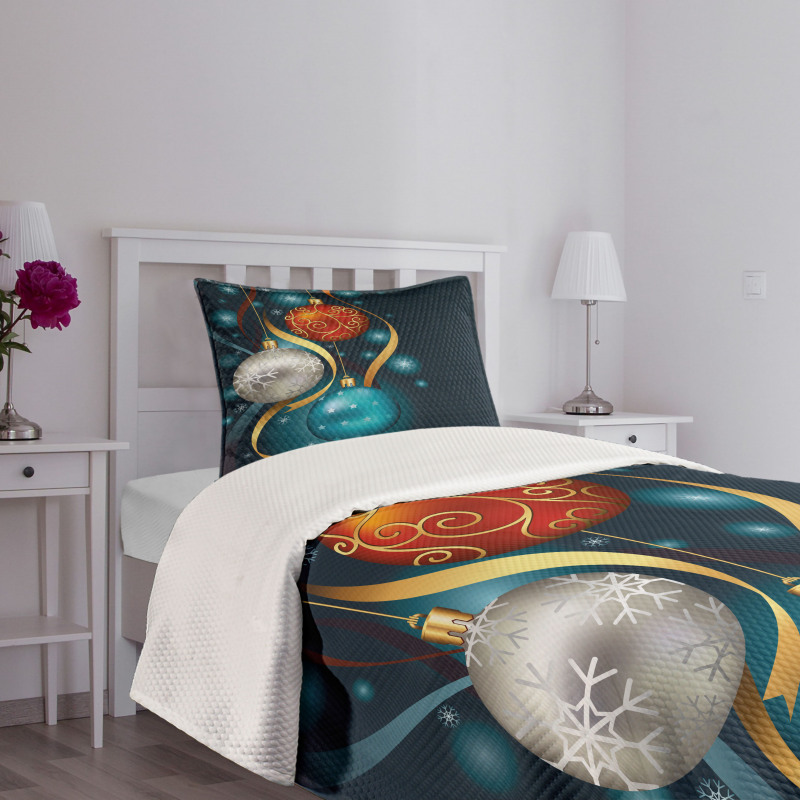 Vivid Balls Ribbons Bedspread Set