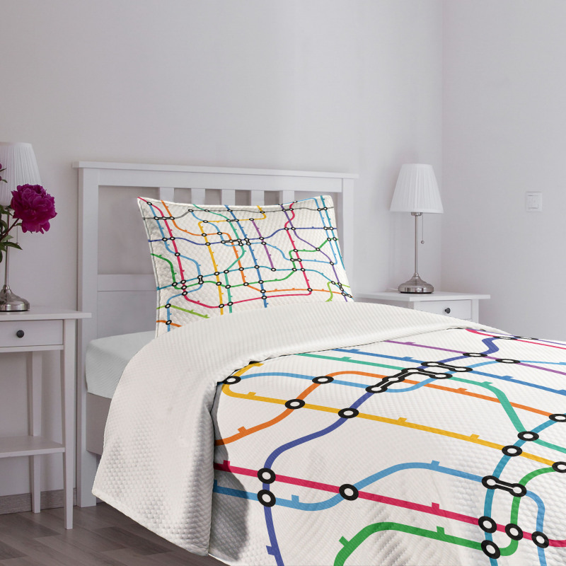 Colorful Lines Metro Scheme Bedspread Set