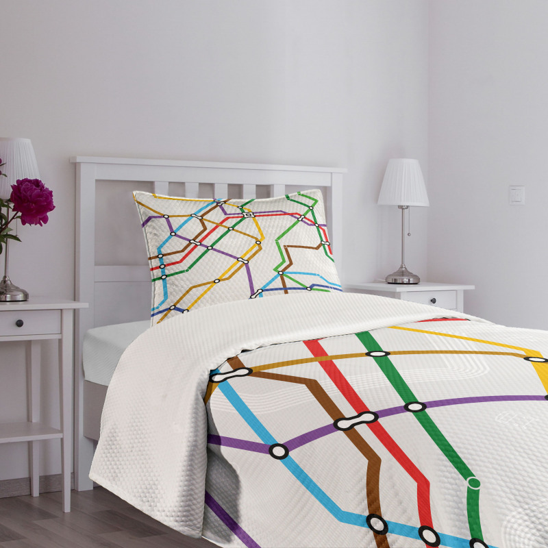 Vibrant Striped Metro Route Bedspread Set