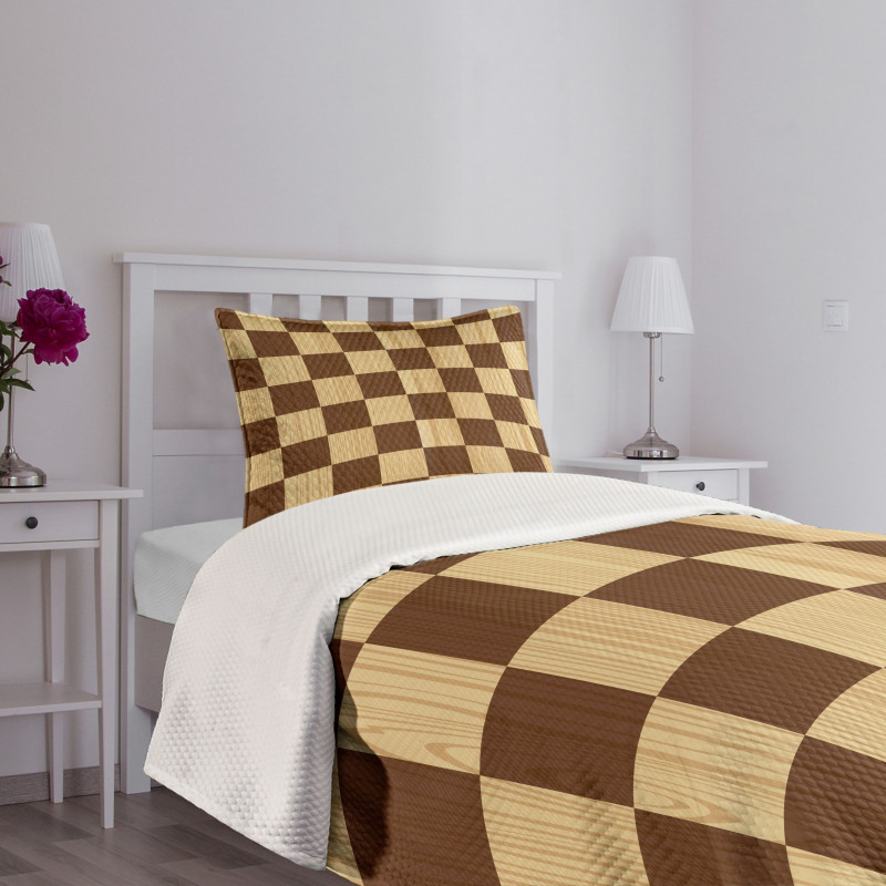Checkerboard Wooden Bedspread Set
