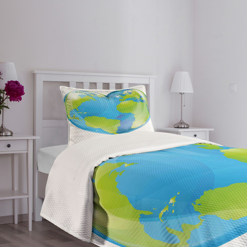Vibrant Globe Heart Shape Bedspread Set