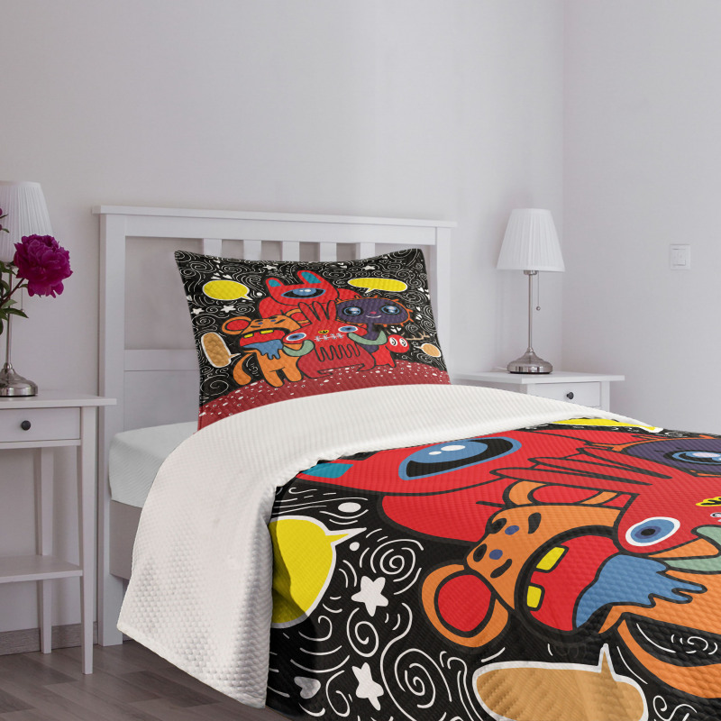 Monster Funny Characters Bedspread Set