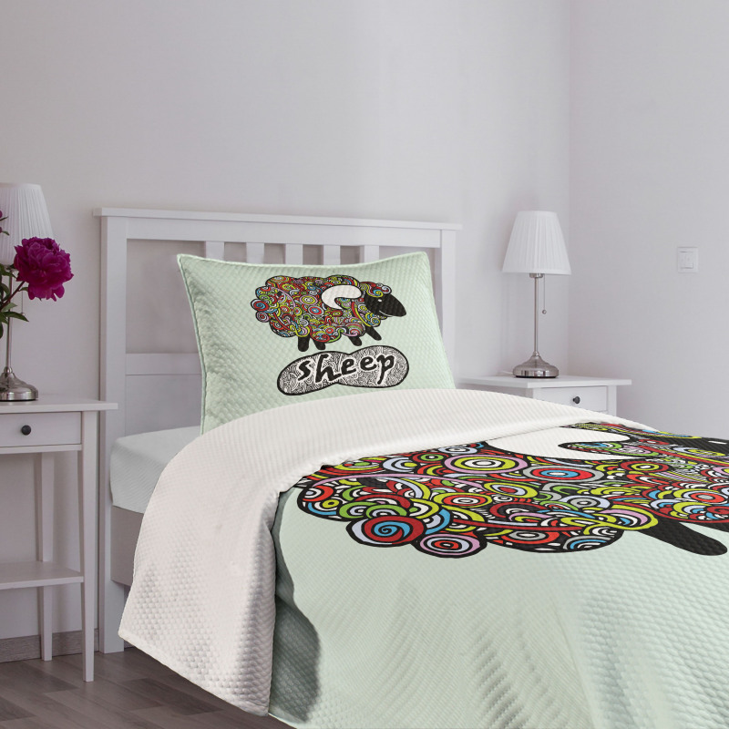 Hipster Doodle Fun Sheep Bedspread Set