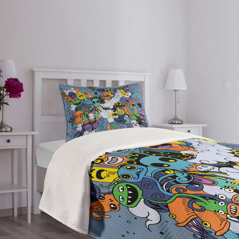 Funky Monsters Society Bedspread Set