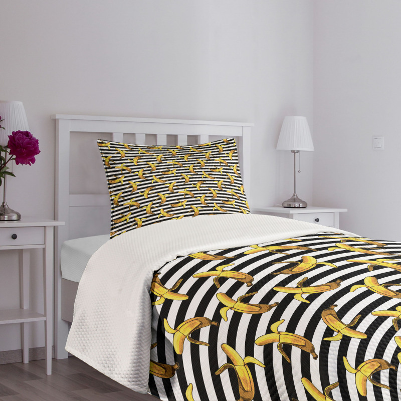 Stripes Tropical Bananas Bedspread Set