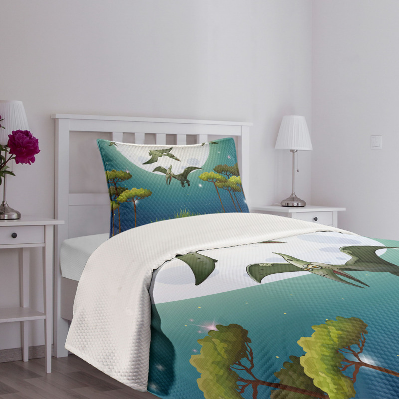 Flying Cartoon Animals Bedspread Set