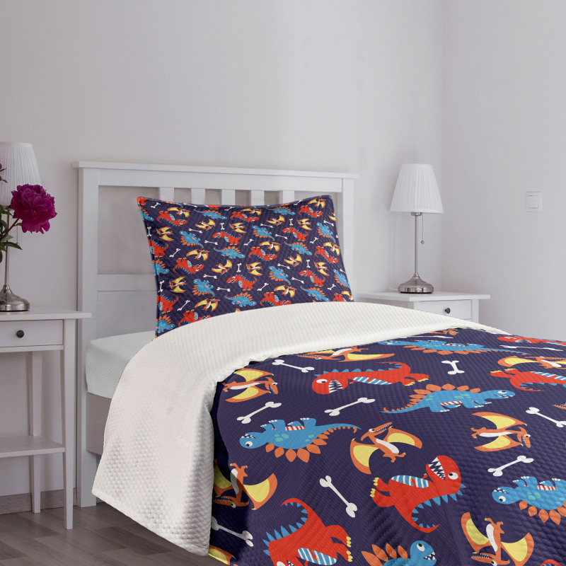 Dino Funny Expressions Bedspread Set