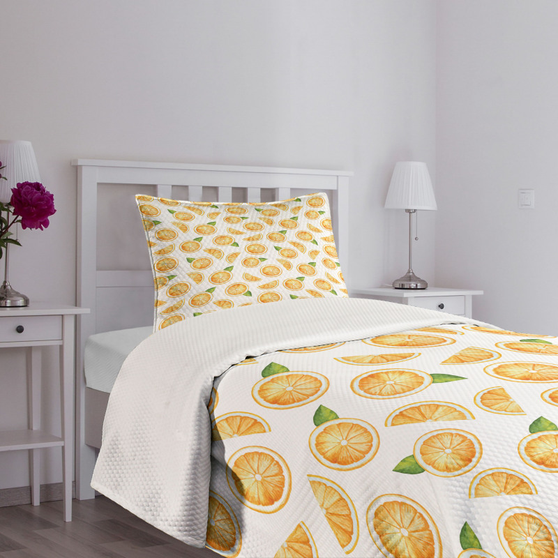 Watercolor Fruit Slices Bedspread Set