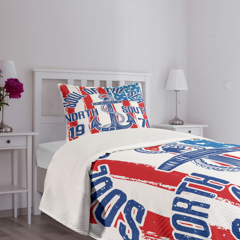 Vintage Anchor Design Bedspread Set