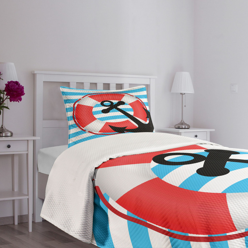 Lifebuoy Anchor Design Bedspread Set