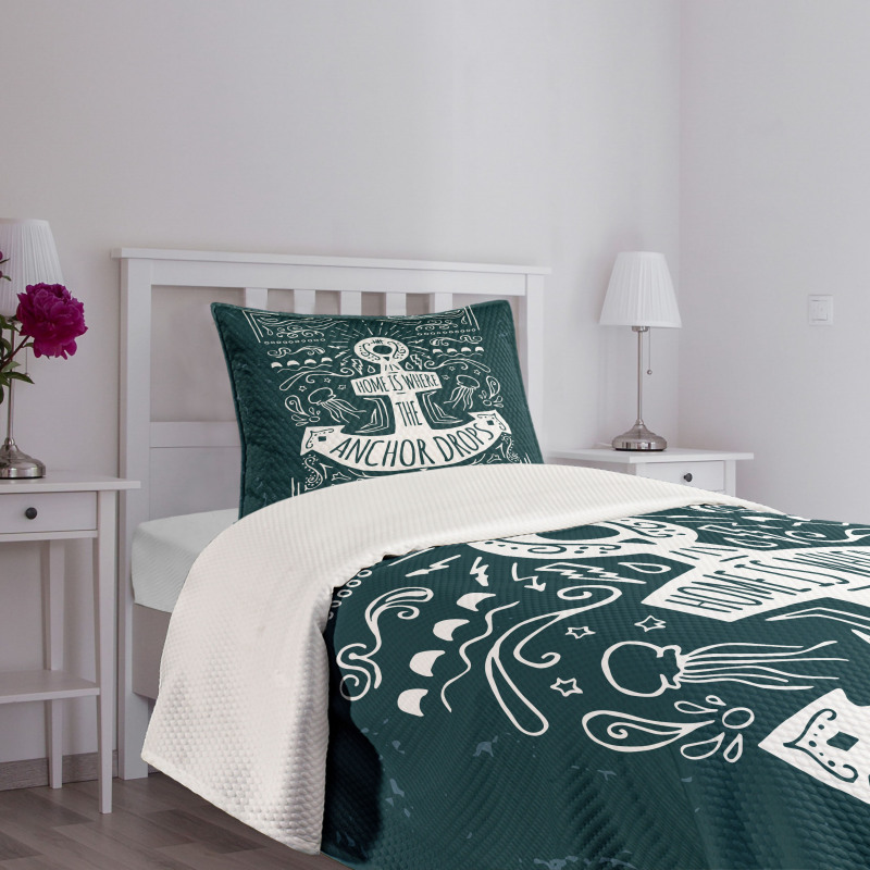 Hand Drawn Hipster Bedspread Set