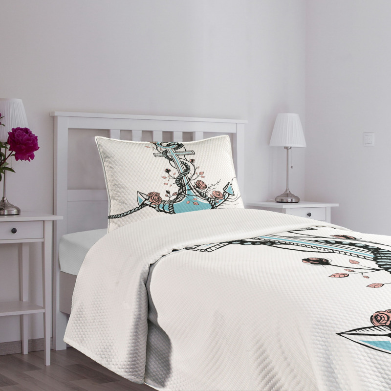 Romantic Design Anchor Bedspread Set