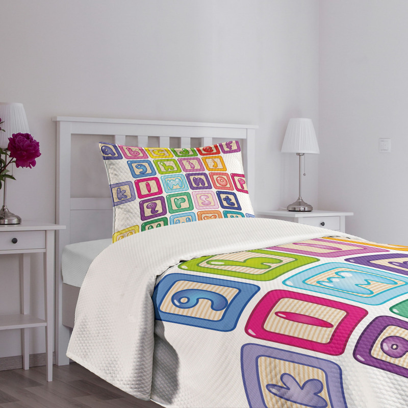 Lower Case Blocks Bedspread Set