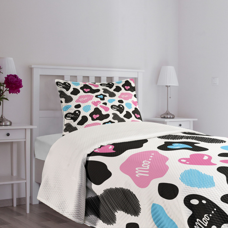 Cow Hide Heart Bedspread Set