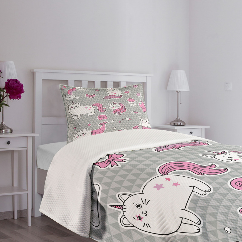 Mermaid Cat Bedspread Set