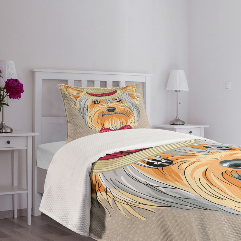 Hipster Gentleman Dog Bedspread Set