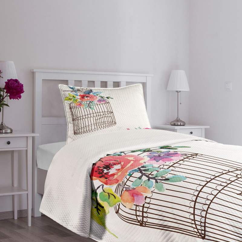 Sketch Bird Cage Bedspread Set