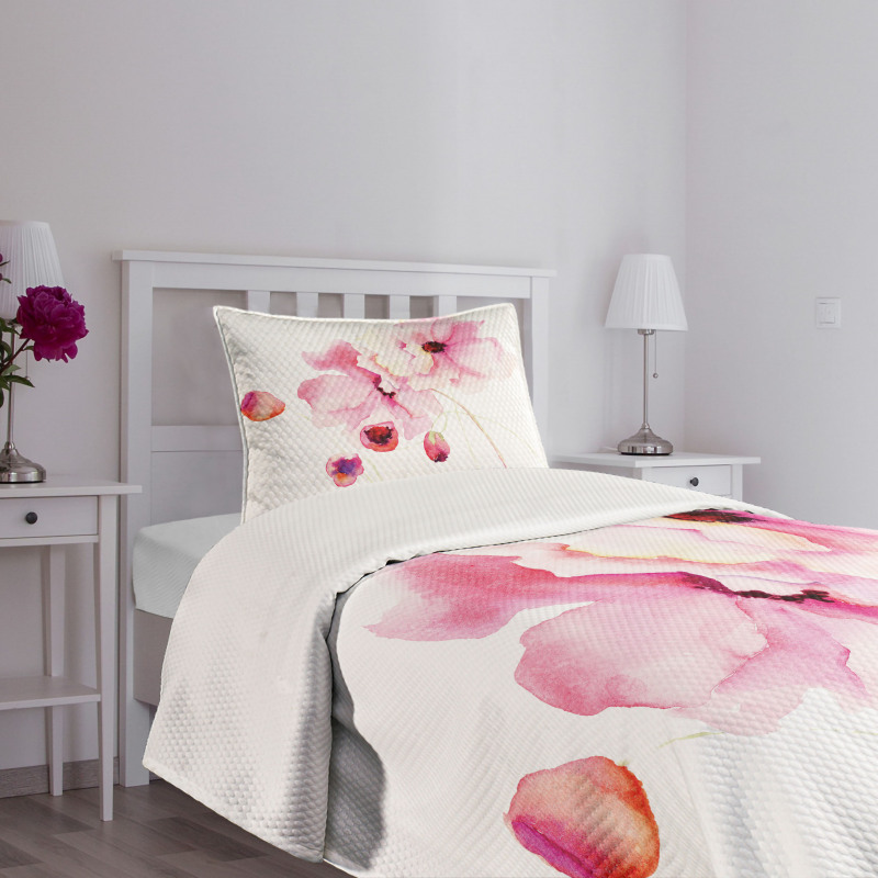 Pink Flower Petals Bedspread Set
