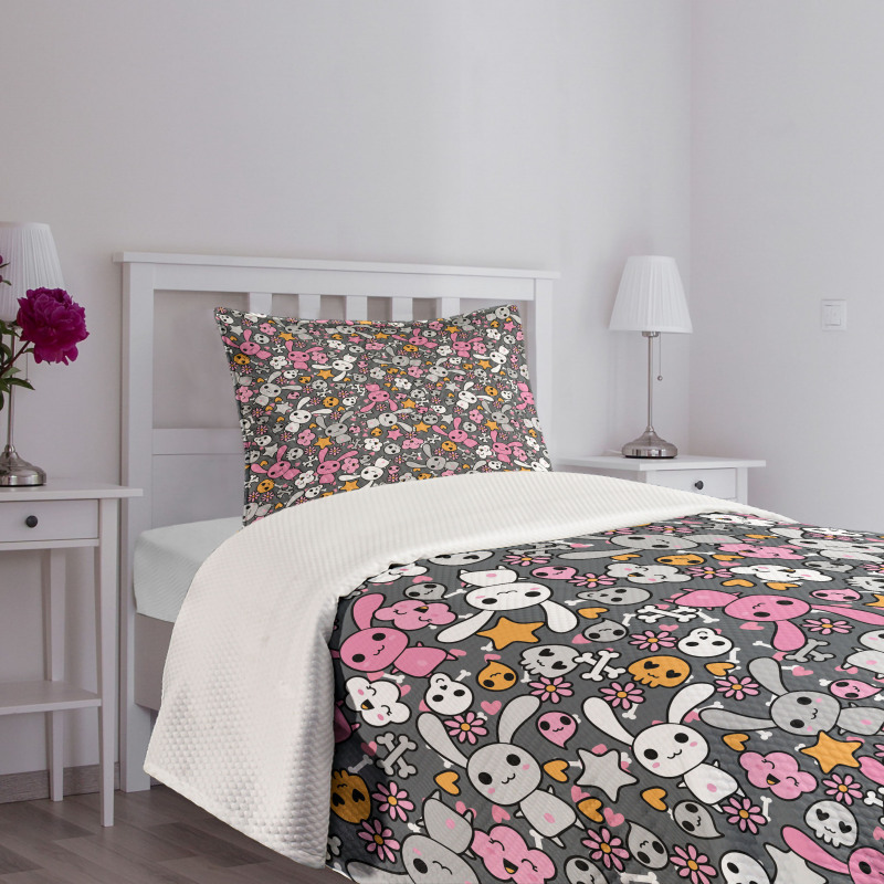 Kawai Bunnies Clouds Bedspread Set