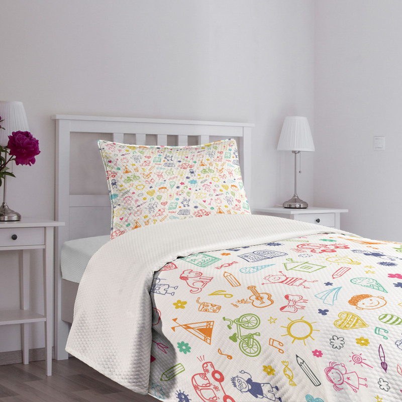 Childlike Drawing Bedspread Set