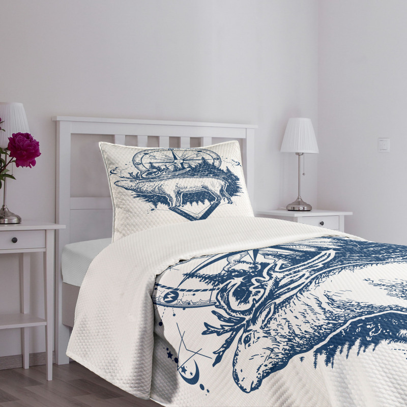 Deer Compass Ethnic Bedspread Set