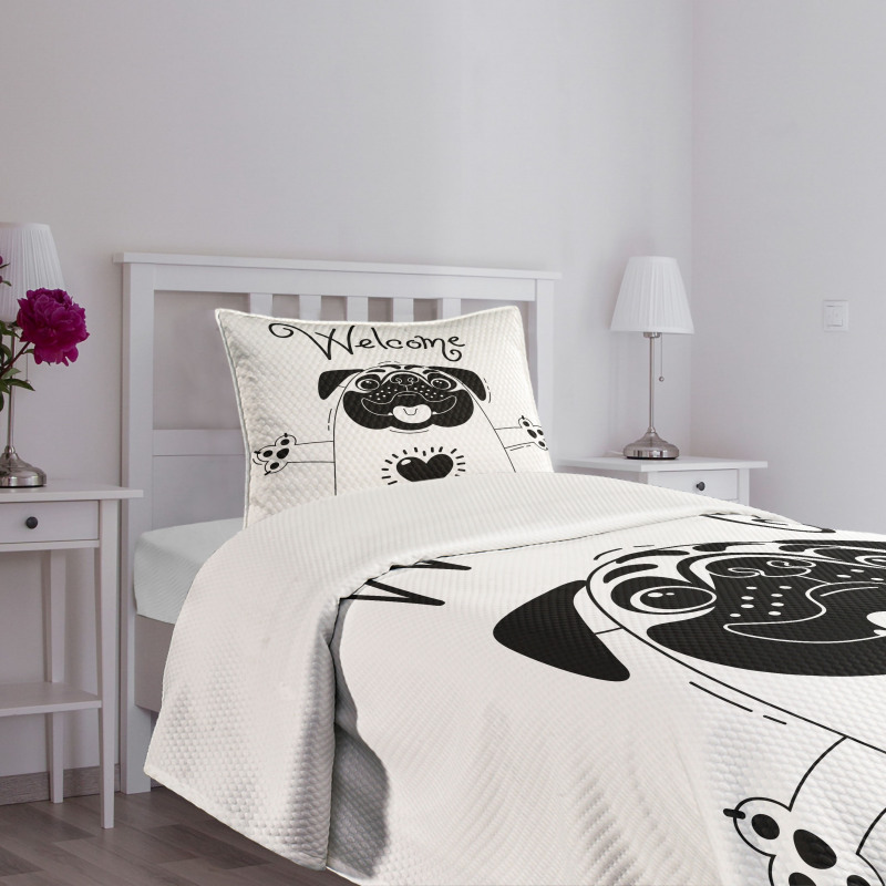 Black and White Dog Bedspread Set