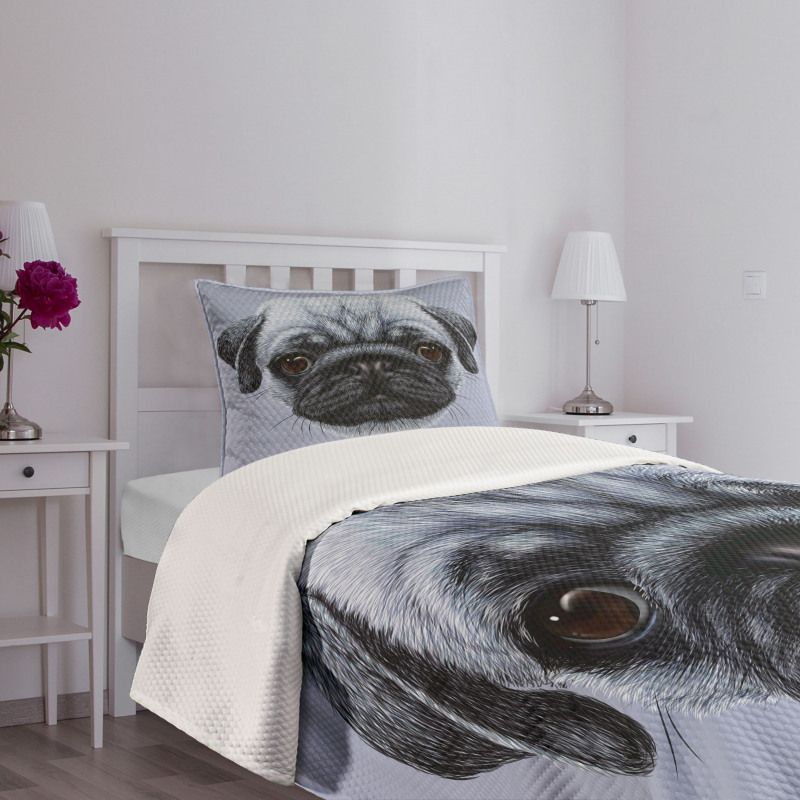 Young Puppy Giant Eyes Bedspread Set