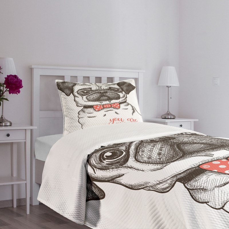 Portrait of a Dog Cartoon Bedspread Set