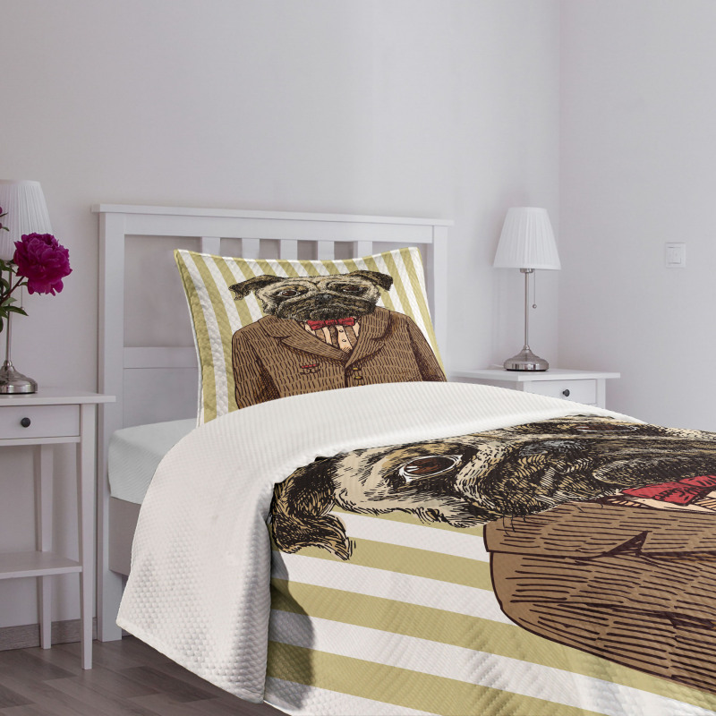 Smart Dressed Dog Suit Bedspread Set