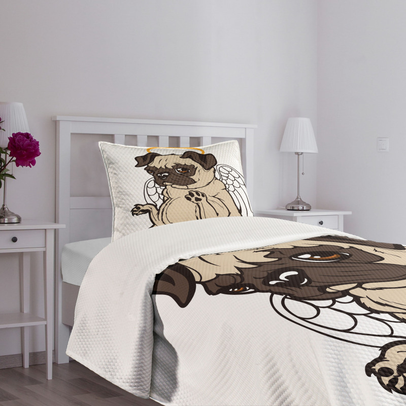 Puppy Angel Wings Hare Bedspread Set