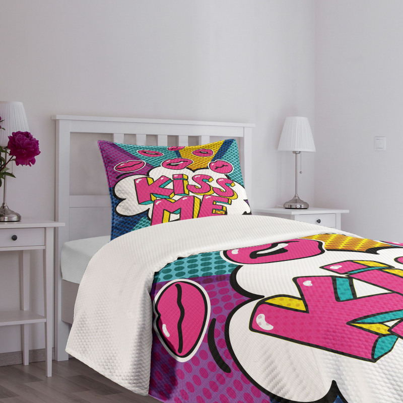 Word Bubble Pop Art Style Bedspread Set