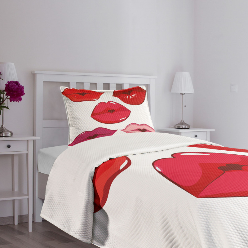 Woman Lips Kiss Affection Art Bedspread Set