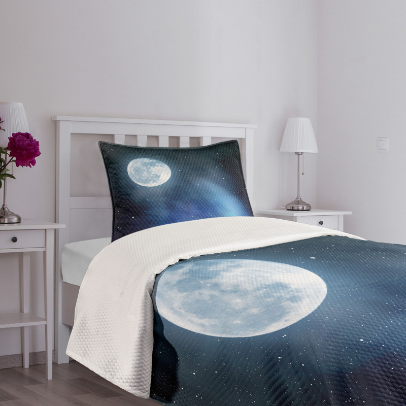 Starry Night Sky Full Moon Bedspread Set