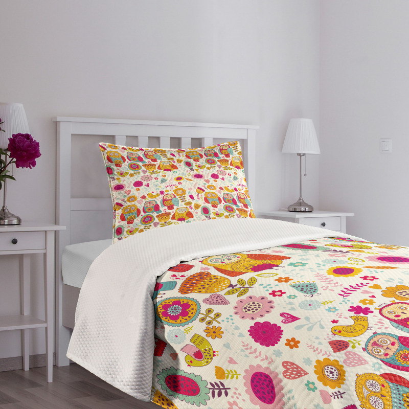 Sixties Style Abstract Bird Bedspread Set