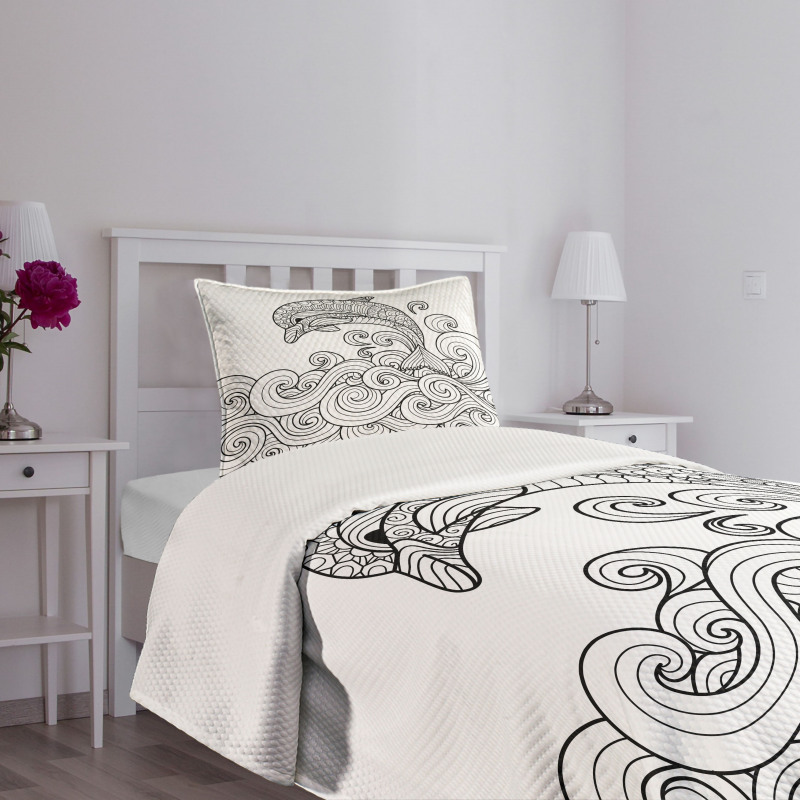 Nautical Zentangle Wave Bedspread Set