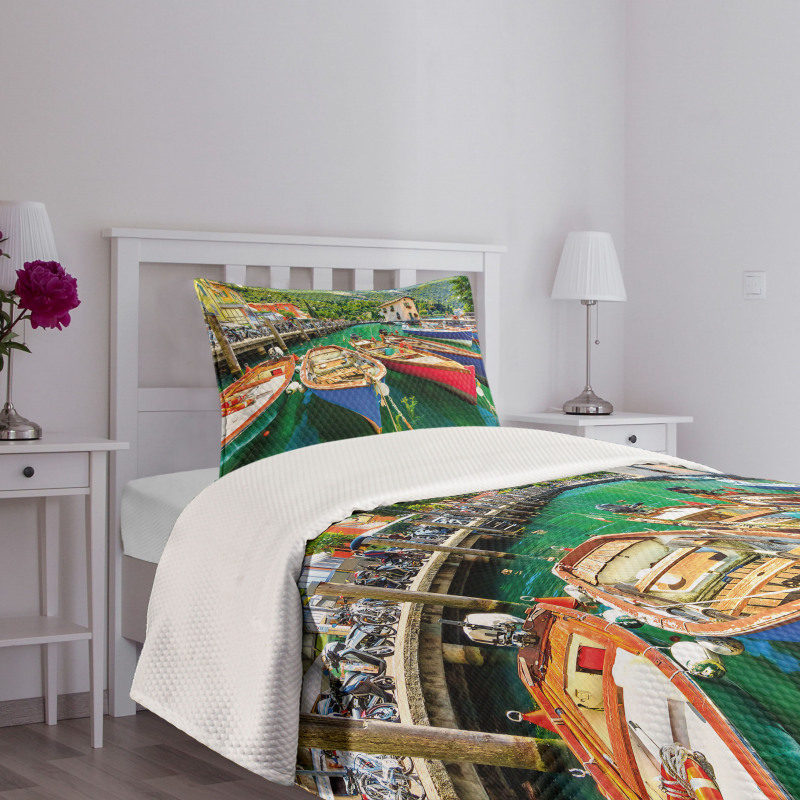 Garda Torbole Town Photo Bedspread Set