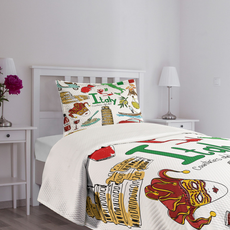 Fun Colorful Sketch Style Bedspread Set